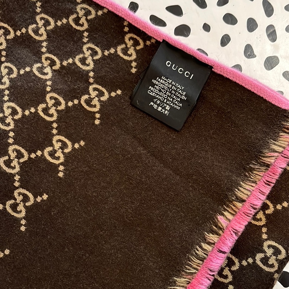 Gucci Brown & Pink GG Monogram Scarf
